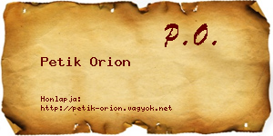 Petik Orion névjegykártya